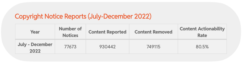 Chart 30: Copyright Notice Reports (July-December 2022)